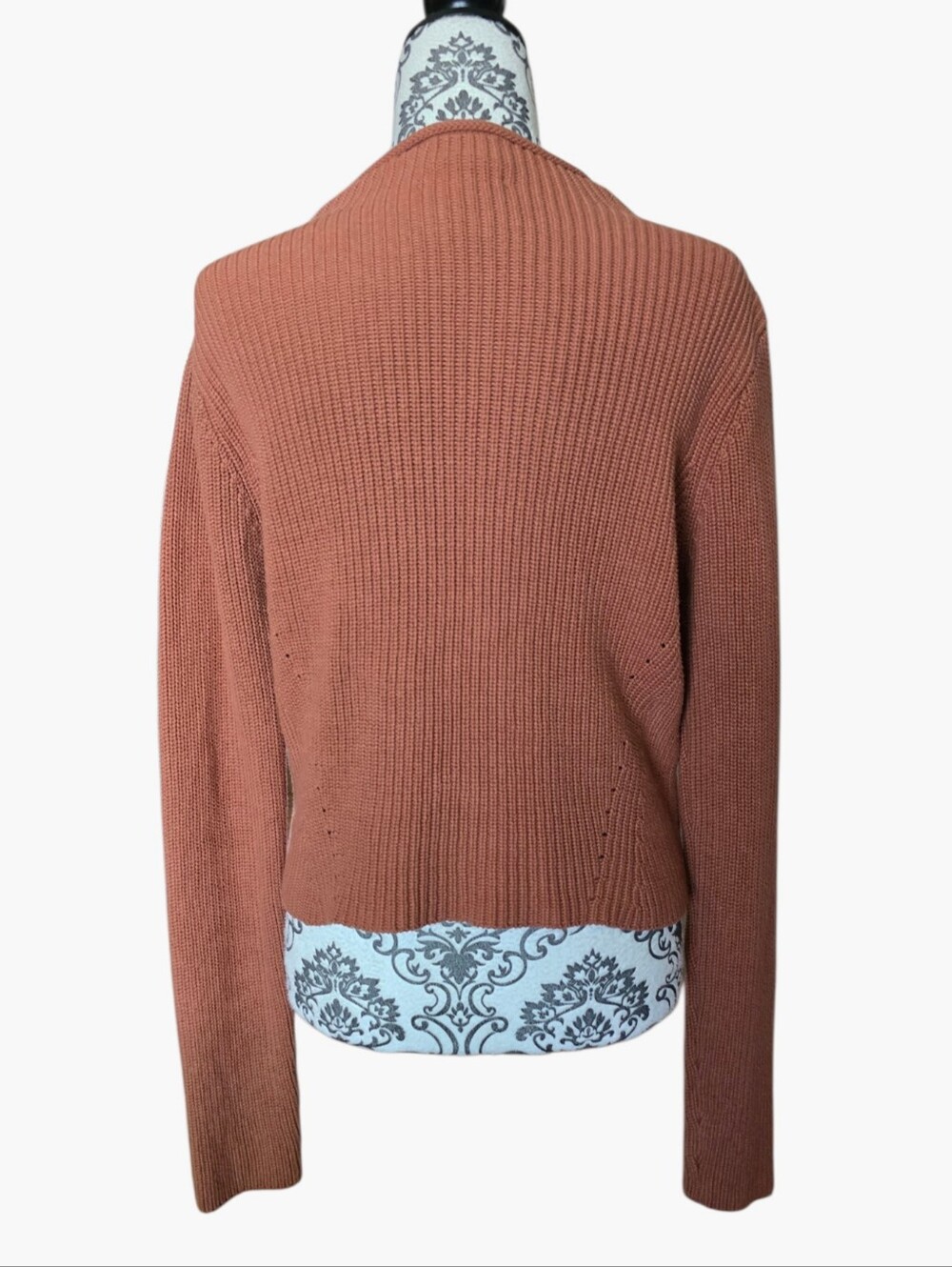Kuwalla Rust Rib-Knit Mock Neck Sweater Size Medium - Picture 2 of 12